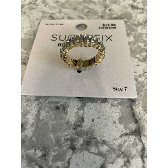 SUGARFIX by BaubleBar Baguette Crystal Statement Ring Size 7 Nickel Free. NEW - Picture 2 of 4